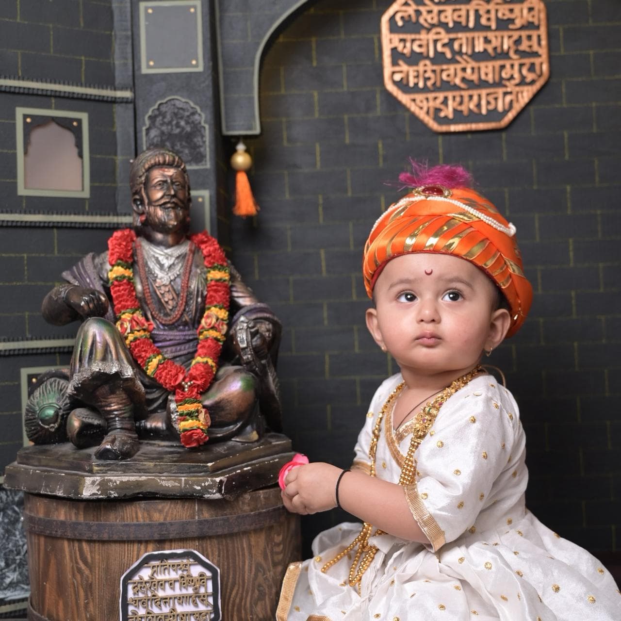 First birthday baby portrait with celebration styling at IBS Baby Photoshoot studio in Karvenagar, Pune