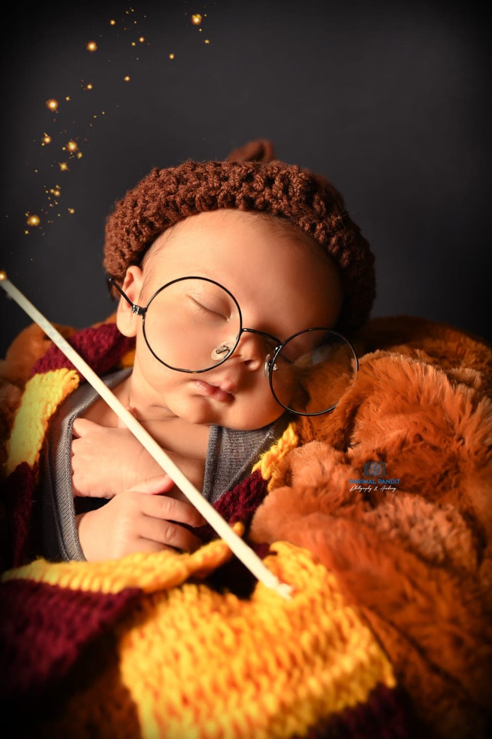 Baby milestone portrait with soft theme details at IBS Baby Photoshoot studio in Karvenagar, Pune